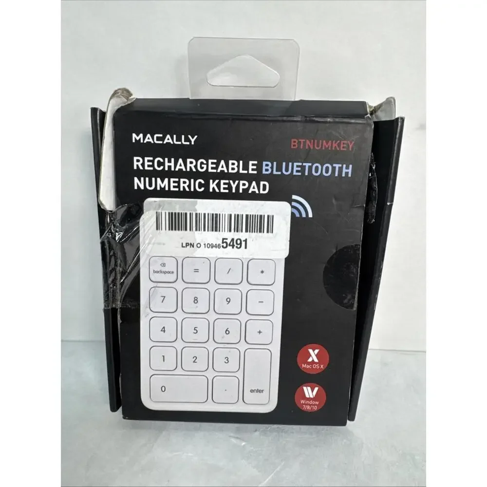 Macally BTNUMKEY Rechargable Cordless Wireless Bluetooth Numeric Pad White B4